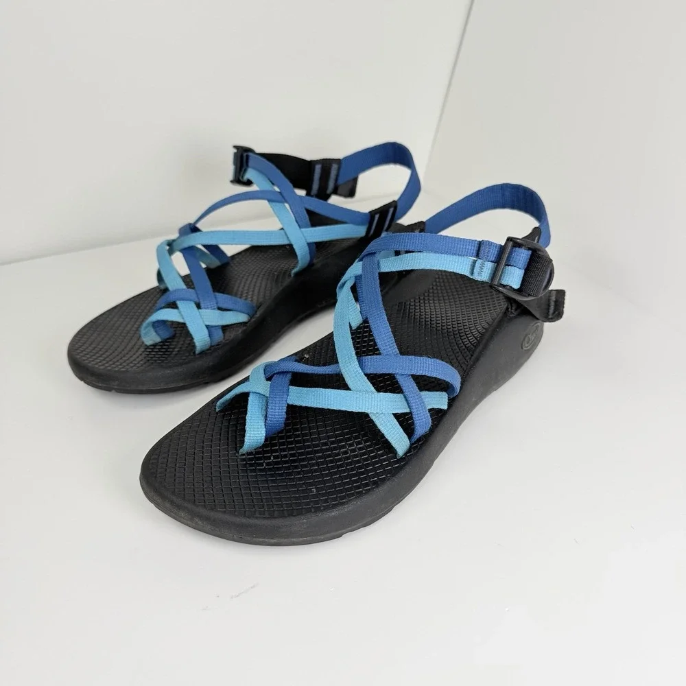 Chaco ZX2 Womens 10 Blue Double Strap Toe Loop Vibram Sandals